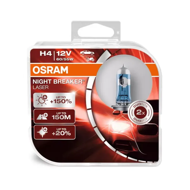 OSRAM H4 12v-60/55w P43t Night Breaker LASER  +150% (2шт.) BOX