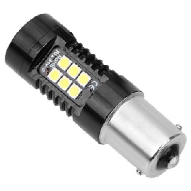 Светодиод 1156 (1 конт)  21 SMD (2835) + линза 9-32V CANBUS (BI+/-) (крас.)