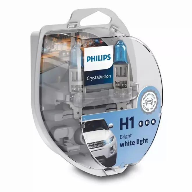 PHILIPS H1 12v55w P14.5s Сristal Vision 4300k (2шт.) + W5W (2шт.) BOX