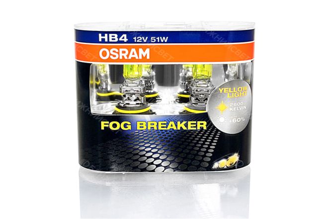 OSRAM НВ4 12v51w P22d Fog Breaker 2600k (2шт.) BOX