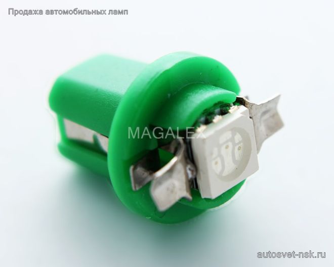 Светодиод с патроном B8.5  1 SMD(5050)  (зел.)