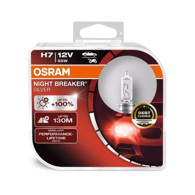 OSRAM H7 12v55w PX26d Night Breaker SILVER +100% (2шт.) BOX