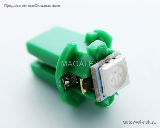 Светодиод с патроном B8.3  1 SMD(5050)  (зел.)