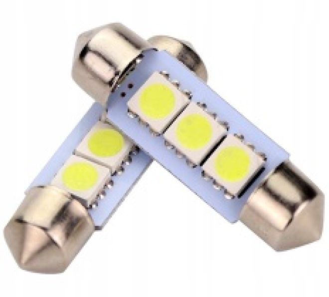 Светодиод (24v)  AC  3 SMD 5050 (салон 39мм)
