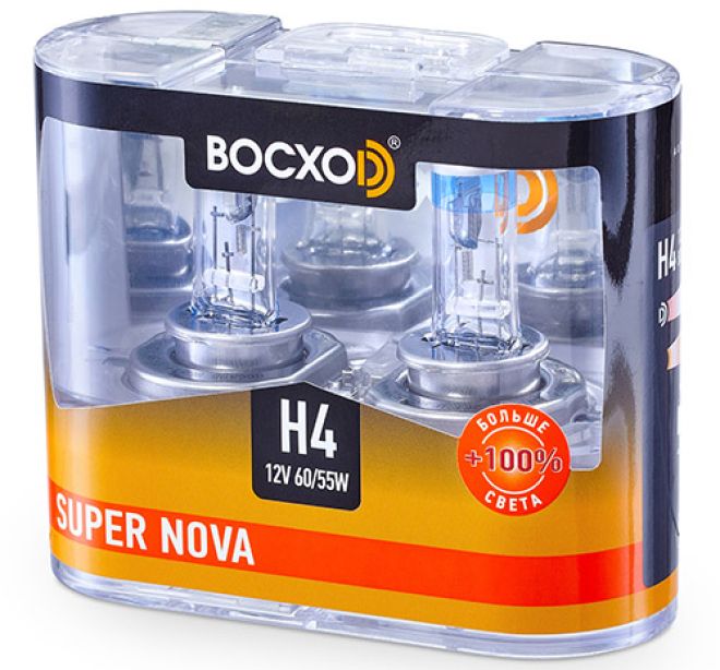 BOCXOD H4 12v-60/55w P43t SN (Super Nova +100%) (2шт.)