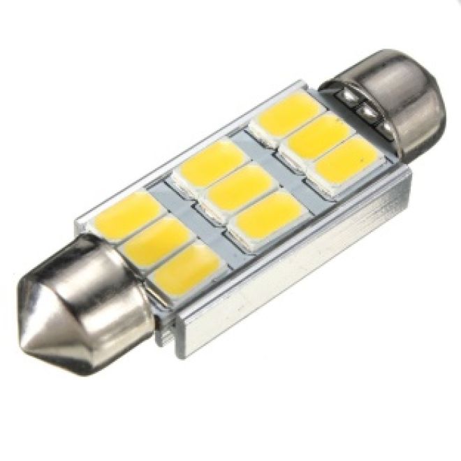 Светодиод AC  9 SMD (5630) (салон 39мм) Canbus (обманка)