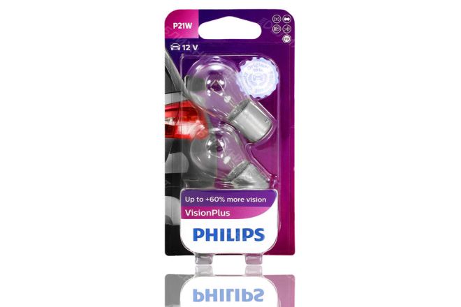 PHILIPS 12v21w BA15s Vision Plus +50% (2шт.)