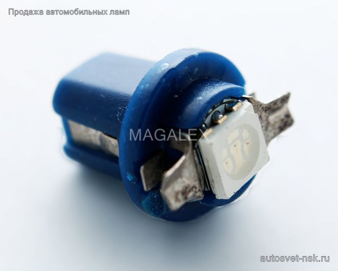 Светодиод с патроном B8.5  1 SMD(5050)  (син.)