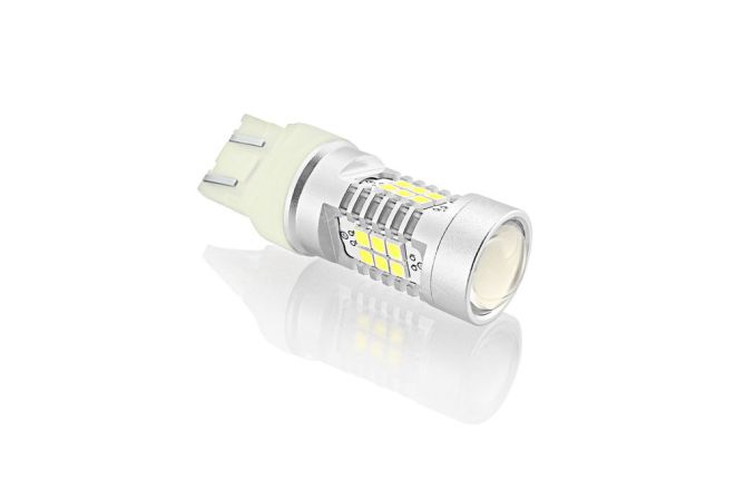 Светодиод T20 (2 конт)  21 SMD (2835) + линза 12-24v (бел.)