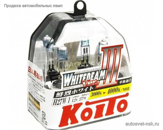 KOITO H27/2 12v27w PGJ13 Whitebeam 4000k (2шт.) BOX