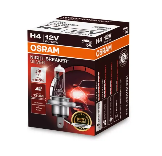 OSRAM H4 12v-60/55w P43t Night Breaker SILVER +100%