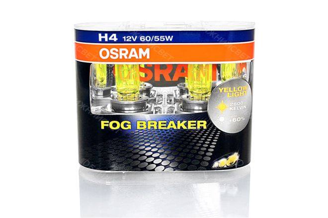 OSRAM H4 12v60/55w P43t Fog Breaker 2600k (2шт.) BOX