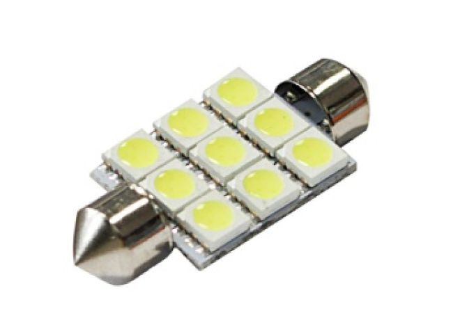 Светодиод AC  9 SMD (5050) (салон 39мм)