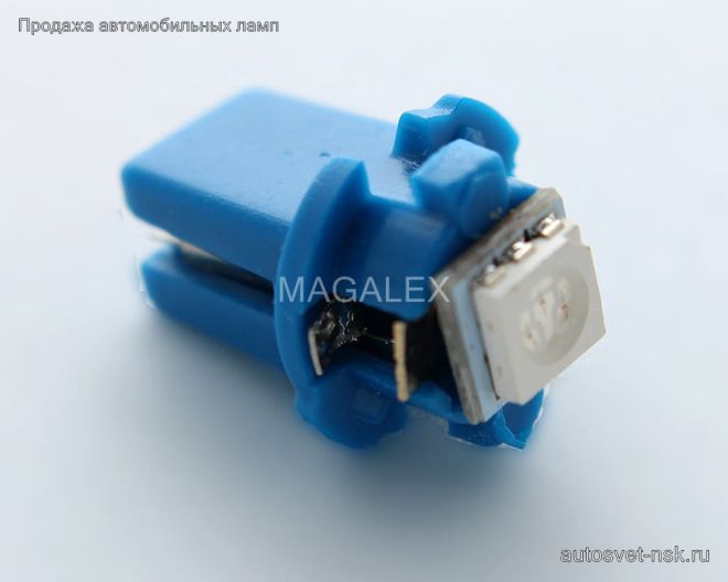 Светодиод с патроном B8.3  1 SMD(5050)  (син.)