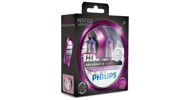 PHILIPS H4 12v60/55w P43t Color Vision Purple +60% (2шт.) BOX