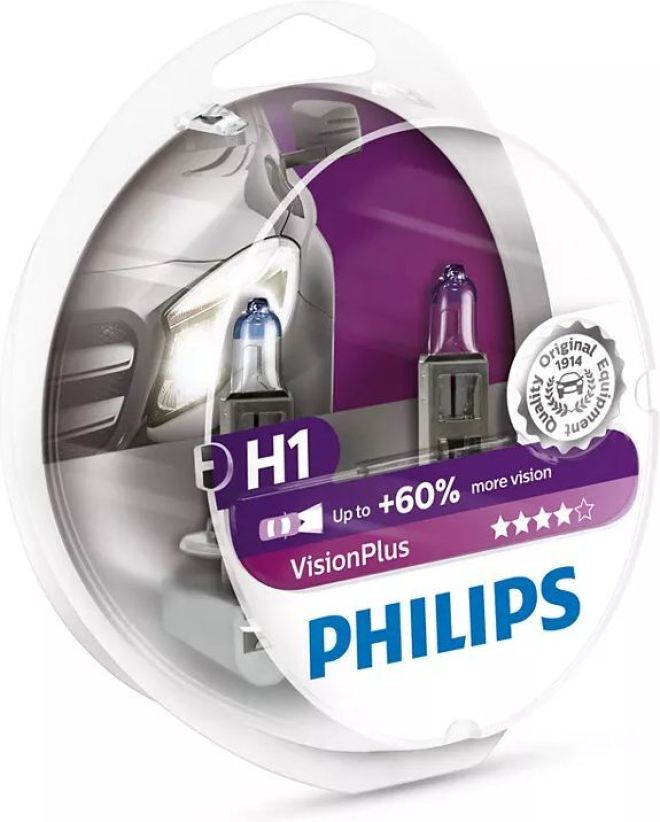 PHILIPS H1 12v55w P14.5s Vision Plus+60% (2шт.) BOX