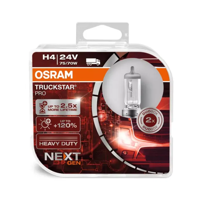 OSRAM H4 24v75/70w P43t Truckstar Pro+100% (2шт.) BOX