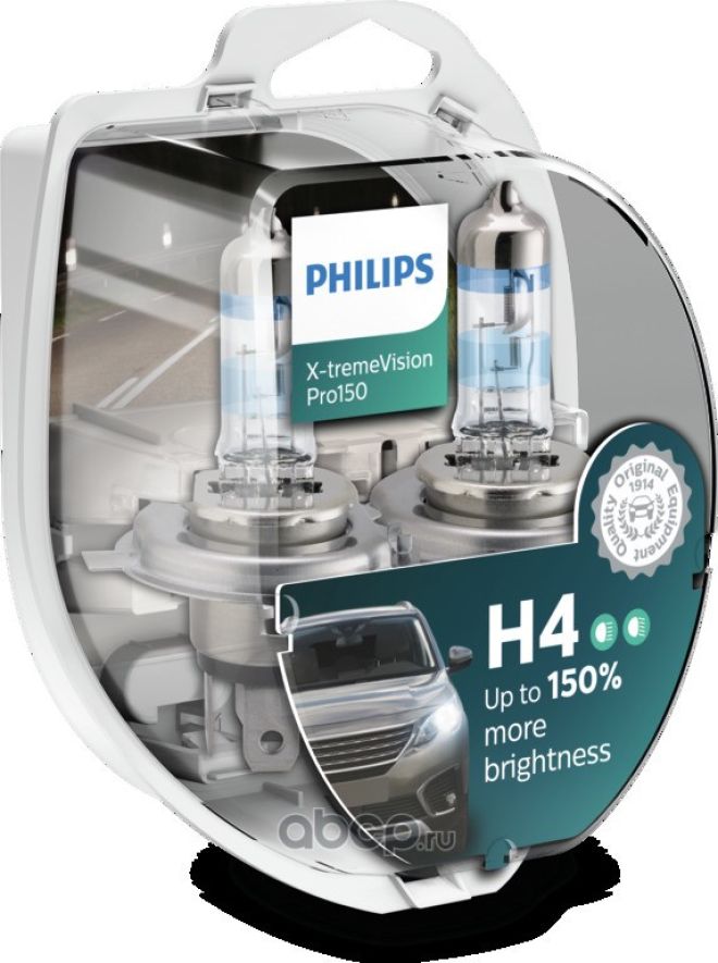 PHILIPS H4 12v60/55w P43t X-treme Vision Pro150% (2шт.) BOX