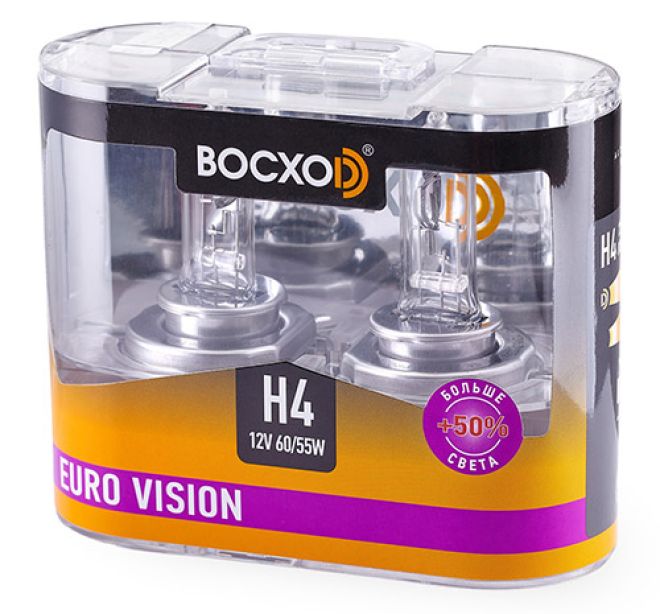 BOCXOD H4 12v-60/55w P43t EV (Euro Vision +50%) (2шт.)