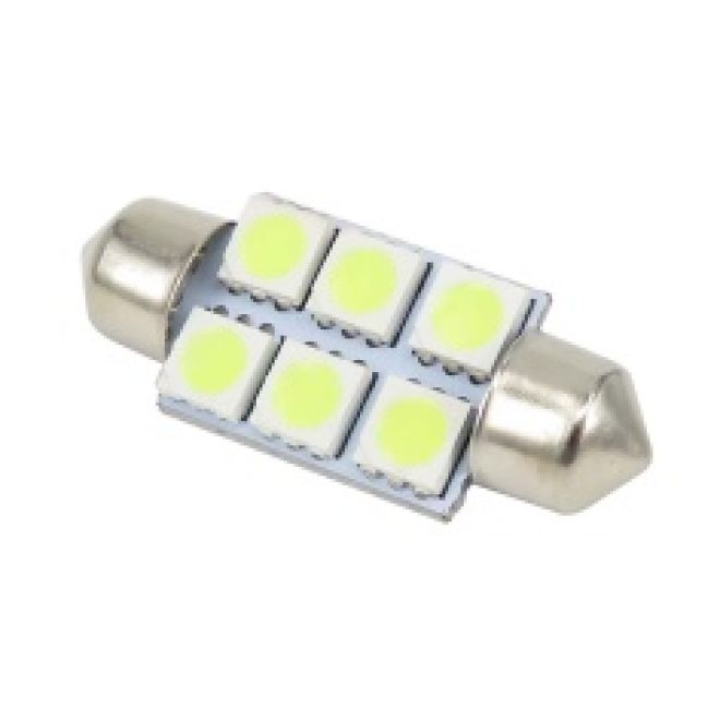 Светодиод (24v)  AC  6 SMD 5050 (салон 39мм)