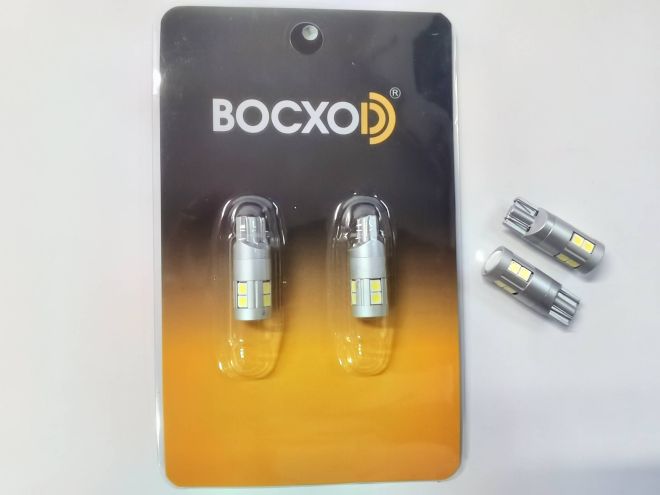 BOCXOD Светодиод (12-24V) T10 9 SMD (3030) + линза SILVER (бл. 2шт)