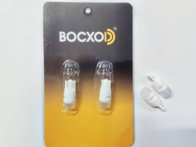 BOCXOD Светодиод (12V) T10 2 SMD (2835) Ceramics Frosted LENS бел. (бл. 2шт)