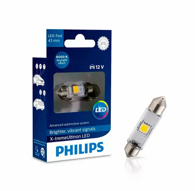 PHILIPS 12v 43мм (салон.) LED 6000k