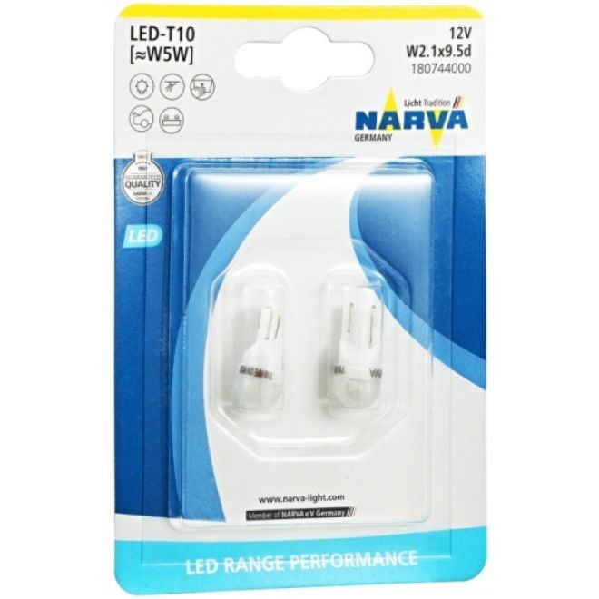 NARVA 12v-0.6w W5W LED Range Power White (2шт.)
