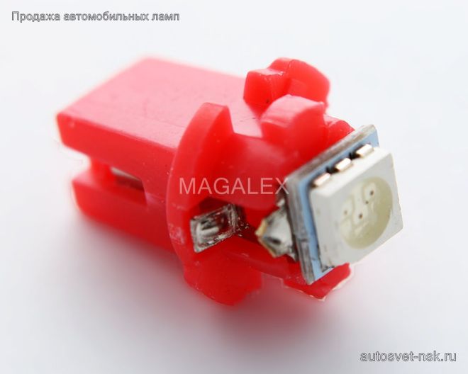 Светодиод с патроном B8.3  1 SMD(5050)  (крас.)