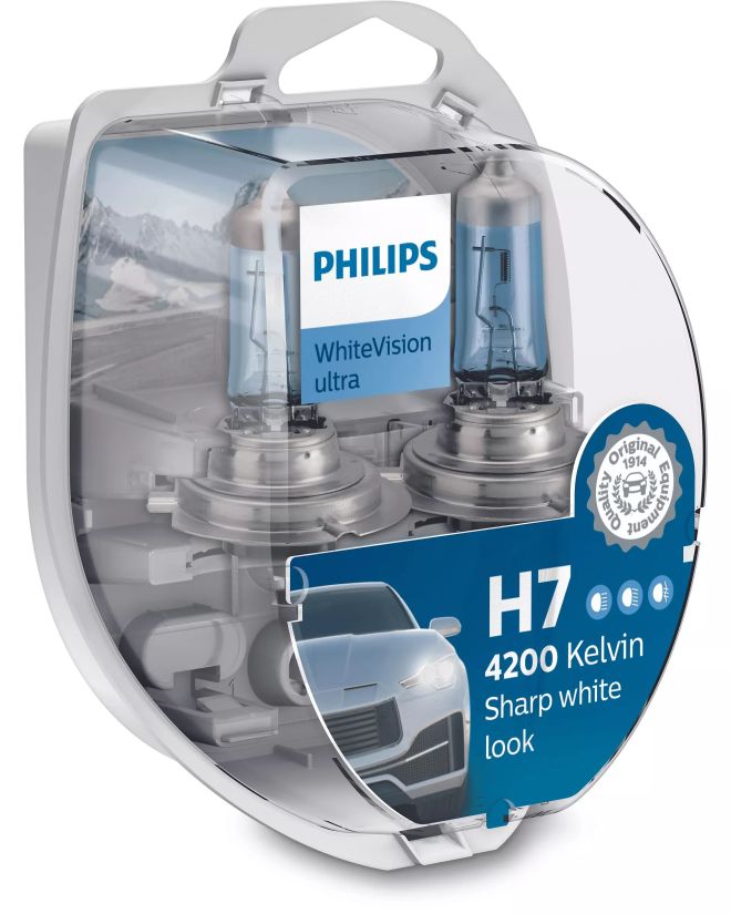 PHILIPS H7 12v55w PX26d White Vision ultra 4200k (2шт.) + W5W (2шт.) BOX
