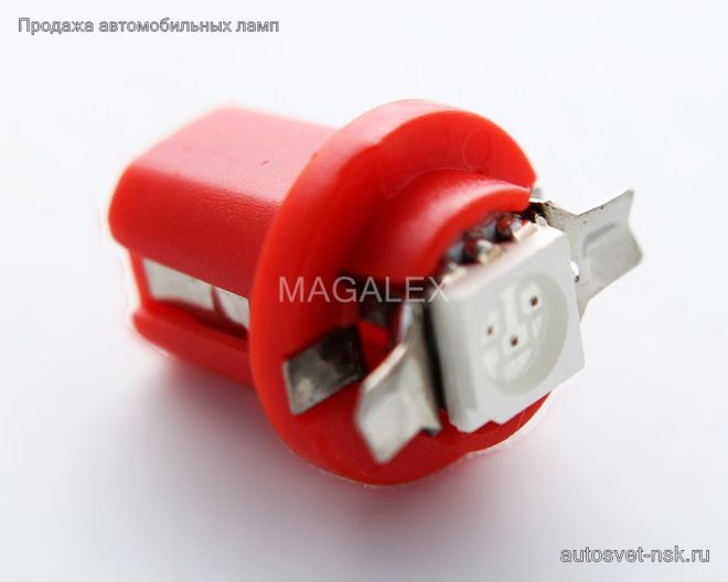 Светодиод с патроном B8.5  1 SMD(5050)  (крас.)