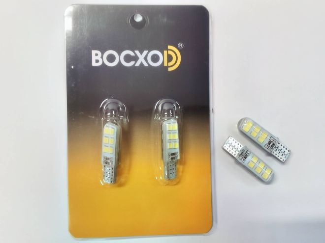 BOCXOD Светодиод (12V) T10 12 SMD (2835) Силикон (бл. 2шт)