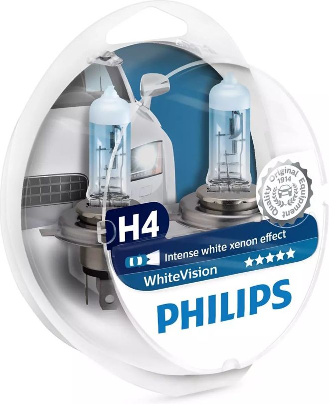PHILIPS H4 12v60/55w P43t White Vision ultra 4200k (2шт.) + W5W (2шт.) BOX